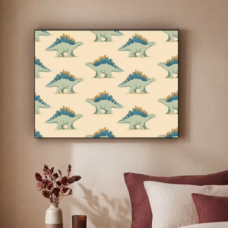 Dino - Patroon - Groen Textielframe zwart klein 947 -sfeer1