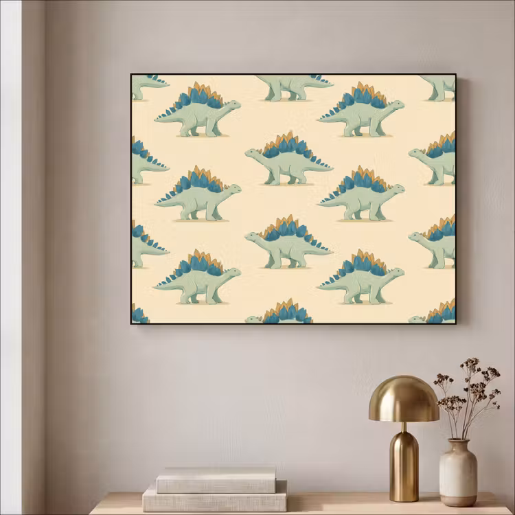 Dino - Patroon - Groen Textielframe zwart klein 947 -sfeer2