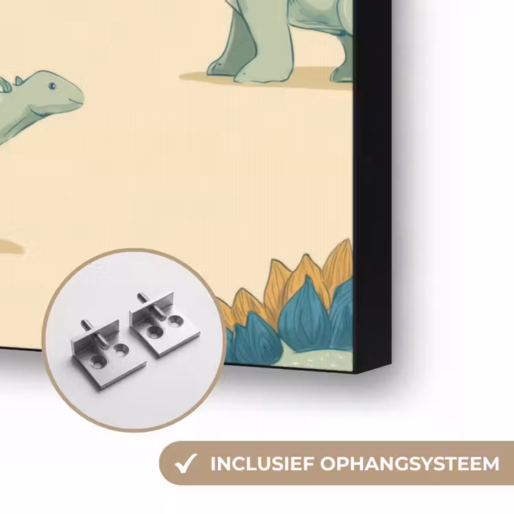 Dino - Patroon - Groen Textielframe zwart klein 947 -USP_ophangsysteemNL