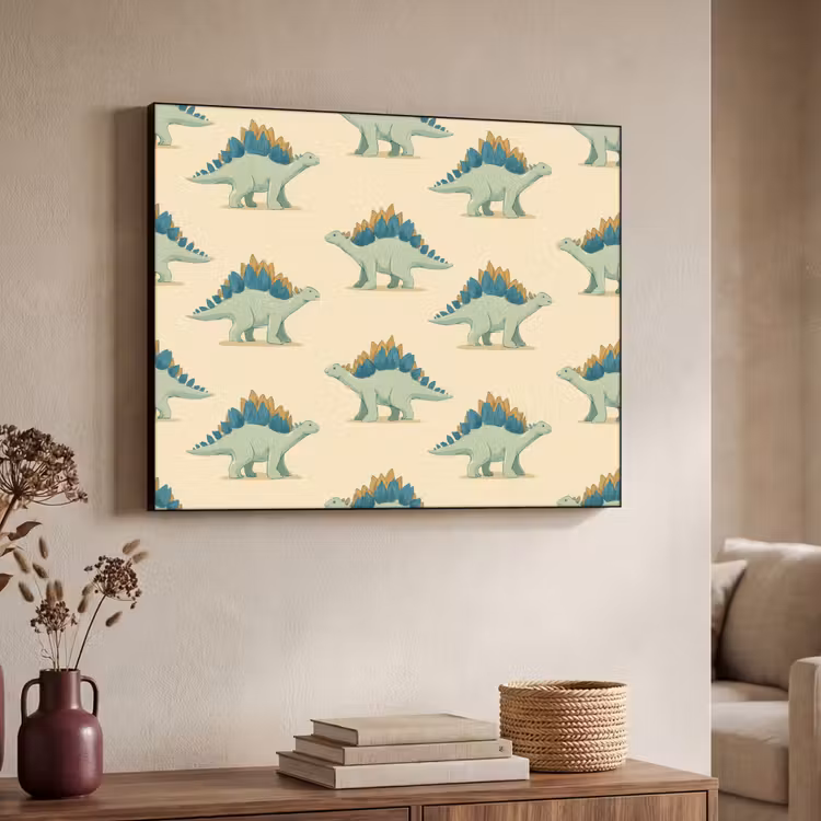 Dino - Patroon - Groen Textielframe zwart klein 947 -sfeer3