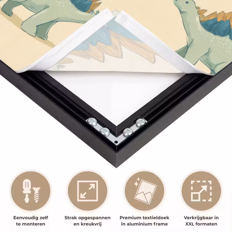 Dino - Patroon - Groen Textielframe zwart klein 947 -USP_feed_closeupNL
