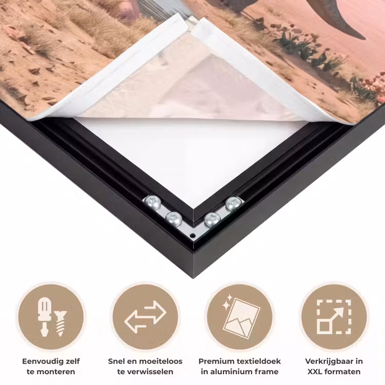 Art frame - Dinosaurus - Roze - Landschap - Dinosaurus - Roze - Landschap Textielframe zwart klein
