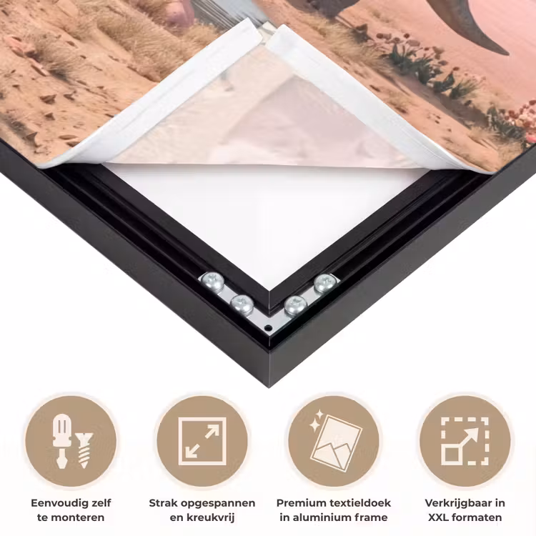 Art frame - Dinosaurus - Roze - Landschap - Dinosaurus - Roze - Landschap Textielframe zwart klein
