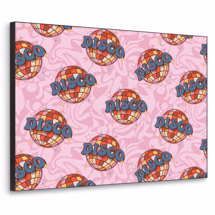 Disco - Bal - Patroon - Roze Textielframe - compleet frame klein 947 -3d