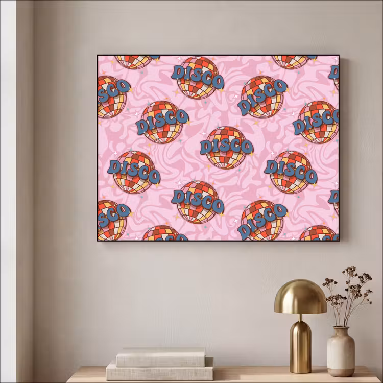 Disco - Bal - Patroon - Roze Textielframe - compleet frame klein 947 -sfeer2