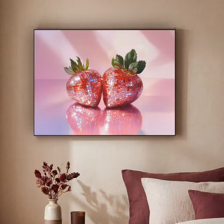 Disco - Fruit - Glitter - Strawberry Textielframe - compleet frame klein -sfeer1