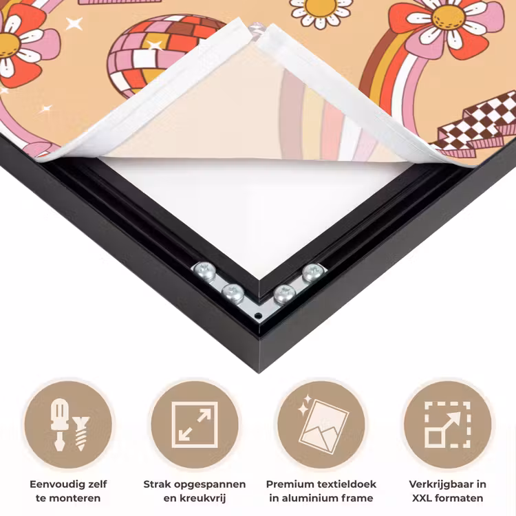 Disco - Patroon - Lijnen Textielframe zwart klein 947 -USP_feed_closeupNL