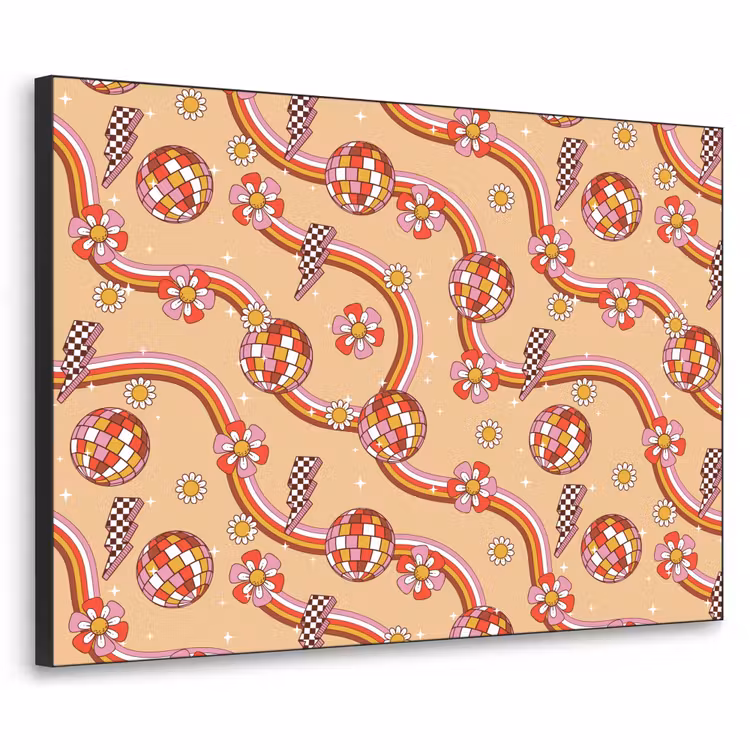 Disco - Patroon - Lijnen Textielframe zwart klein 947 -3d
