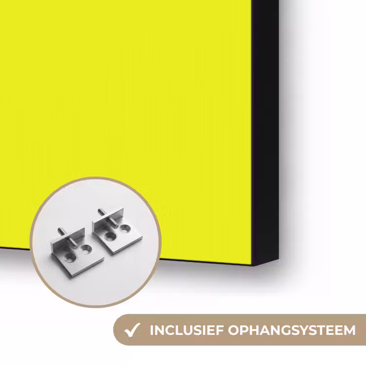 Dobermann - Geblokt - Geel Textielframe zwart klein -USP_ophangsysteemNL