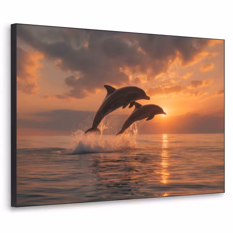 Dolfijnen - Zee - Realistisch Textielframe - compleet frame klein -3d