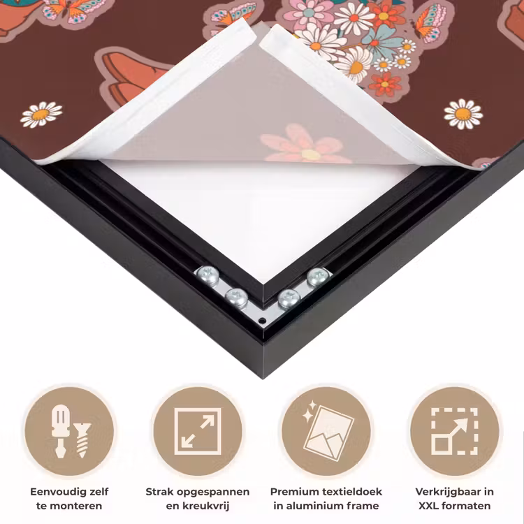 Donker - Cowboy - Laars - Patroon Textielframe zwart klein 947 -USP_feed_closeupNL