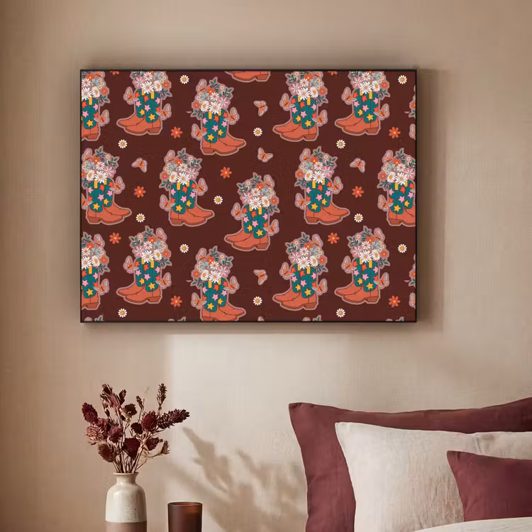 Donker - Cowboy - Laars - Patroon Textielframe - compleet frame klein 947 -sfeer1