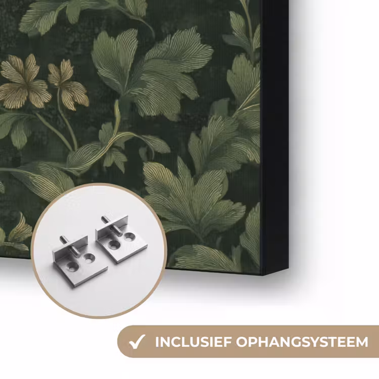 Donker - Groen - Goud - Botanisch Textielframe zwart klein 947 -USP_ophangsysteemNL