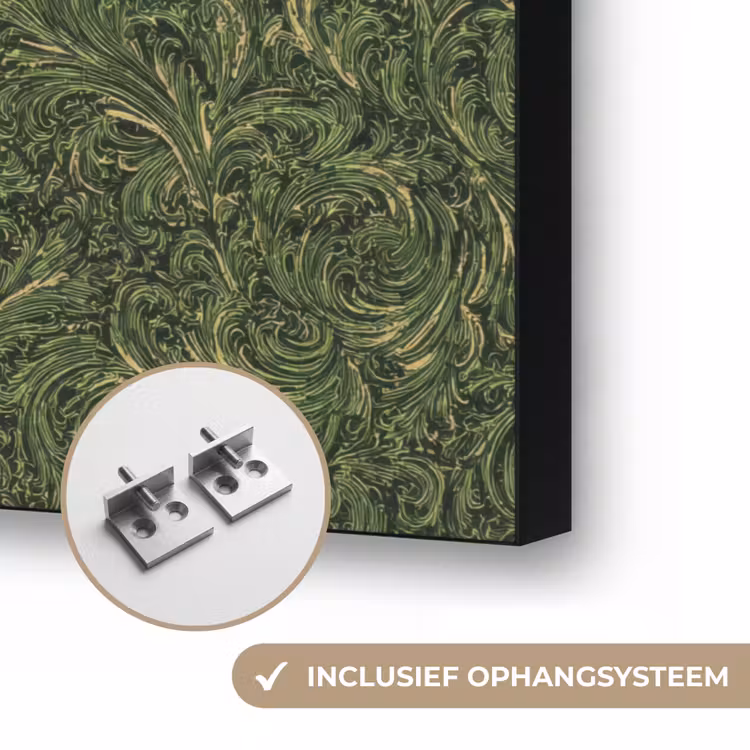 Donker - Groen - Krullend - Botanisch Textielframe zwart klein 947 -USP_ophangsysteemNL