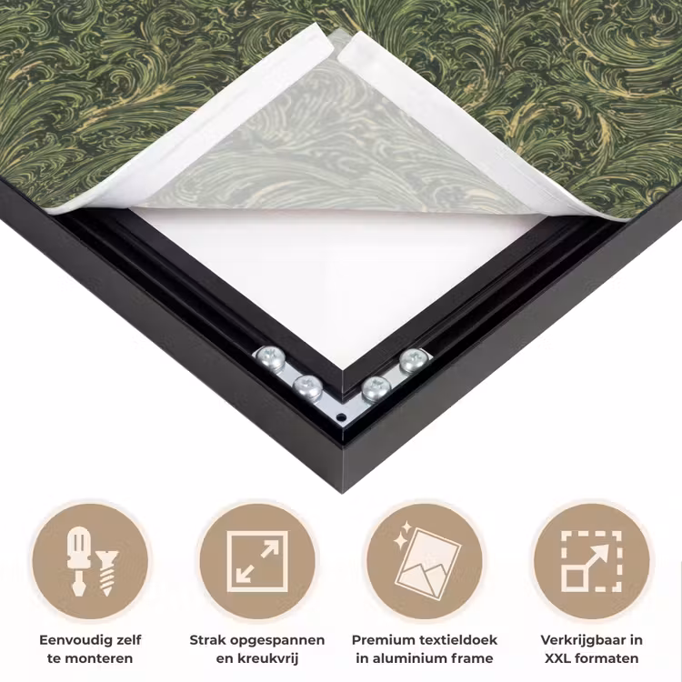 Donker - Groen - Krullend - Botanisch Textielframe zwart klein 947 -USP_feed_closeupNL