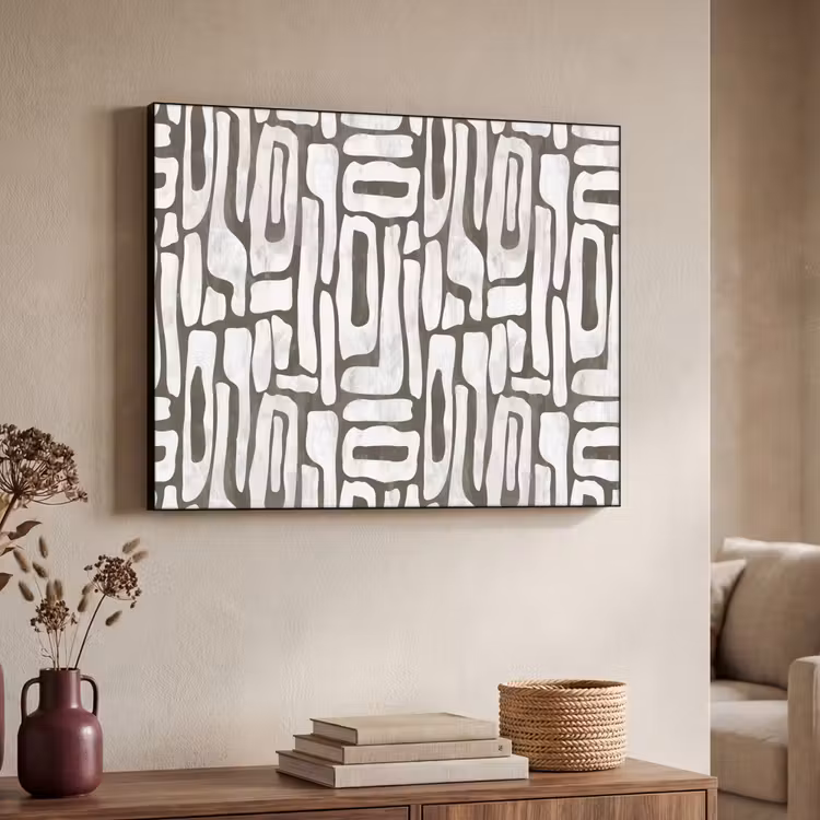 Donker - Wit - Abstract Textielframe - compleet frame klein 947 -sfeer3