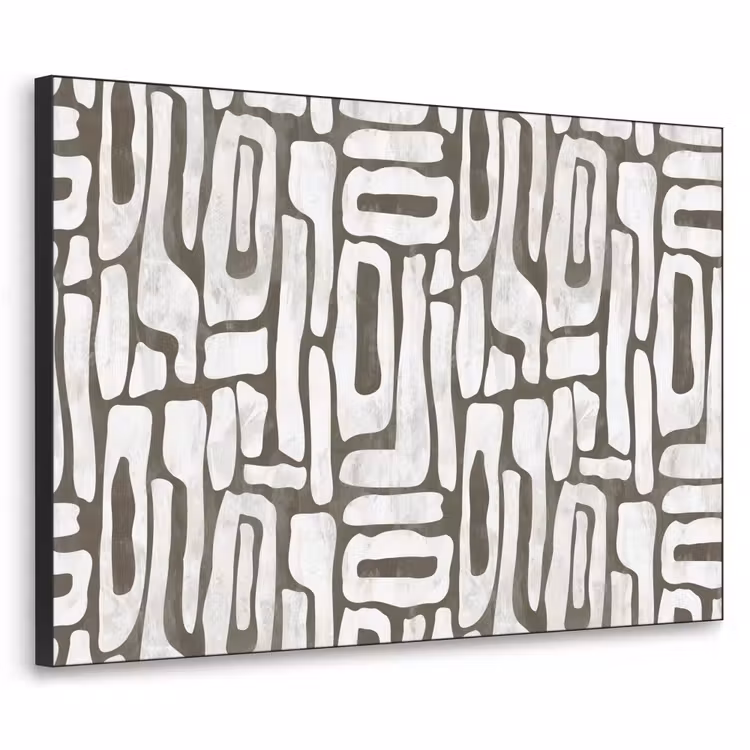 Donker - Wit - Abstract Textielframe zwart klein 947 -3d