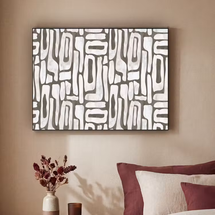 Donker - Wit - Abstract Textielframe - compleet frame klein 947 -sfeer1