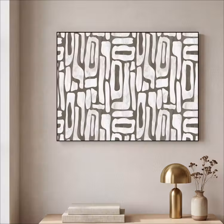 Donker - Wit - Abstract Textielframe zwart klein 947 -sfeer2