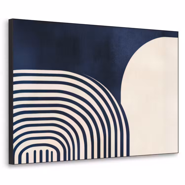 Donkerblauw - Abstract - Lijnen Textielframe - compleet frame klein -3d