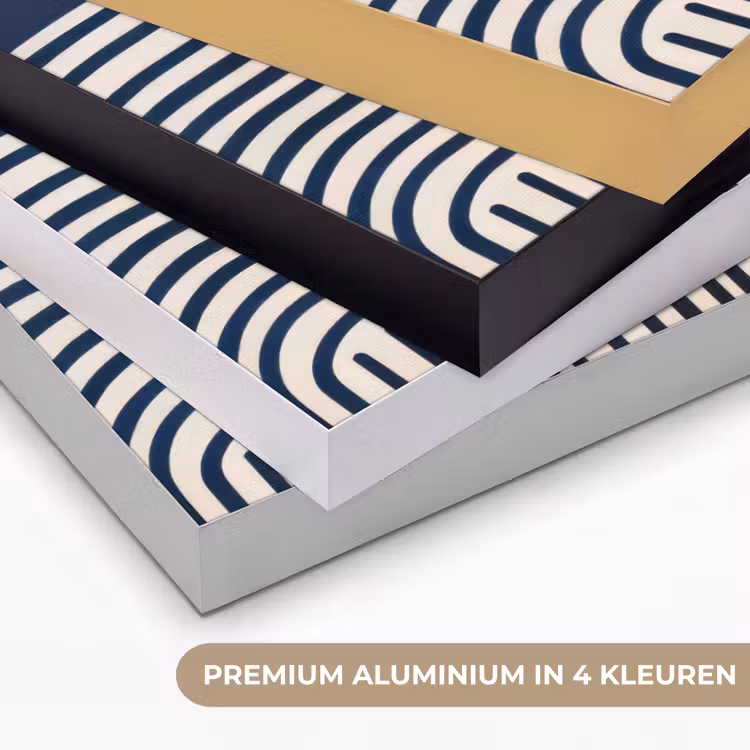 Donkerblauw - Abstract - Lijnen Textielframe zwart klein -USP_kleurenNL