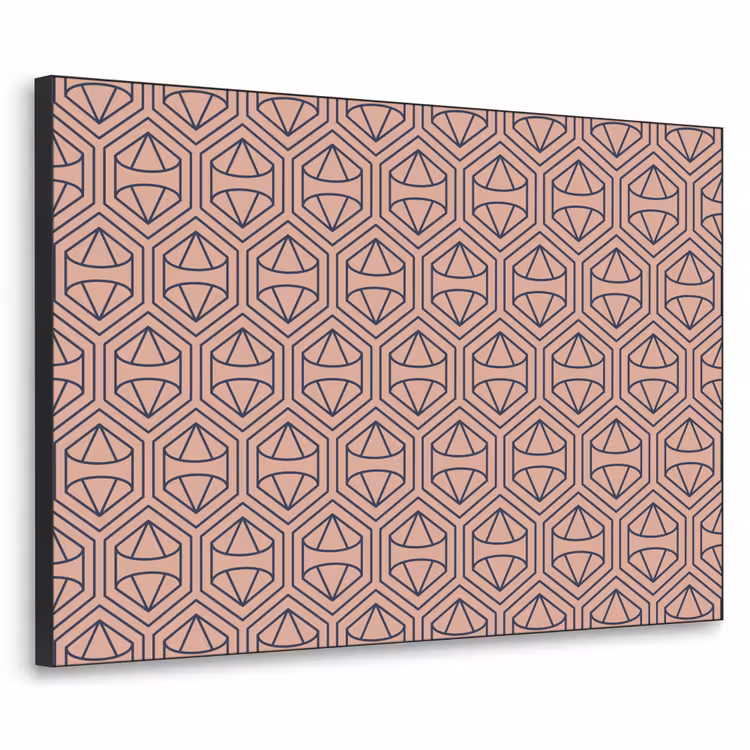 Donkerblauw - Roze - Patroom - Symmetrisch Textielframe - compleet frame klein 947 -3d