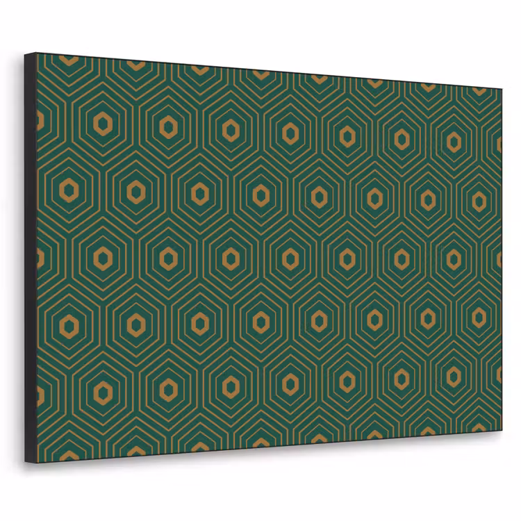 Donkergroen - Modern - Patroon - Goud Textielframe - compleet frame klein 947 -3d