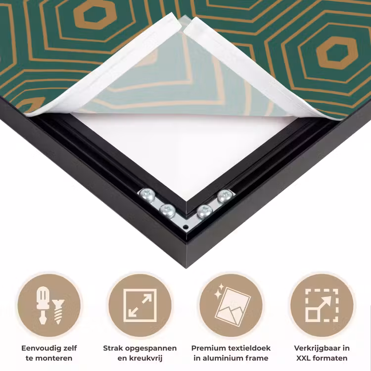 Donkergroen - Modern - Patroon - Goud Textielframe zwart klein 947 -USP_feed_closeupNL