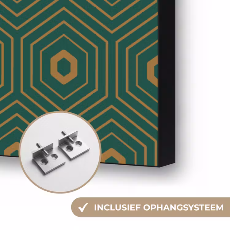 Donkergroen - Modern - Patroon - Goud Textielframe zwart klein 947 -USP_ophangsysteemNL