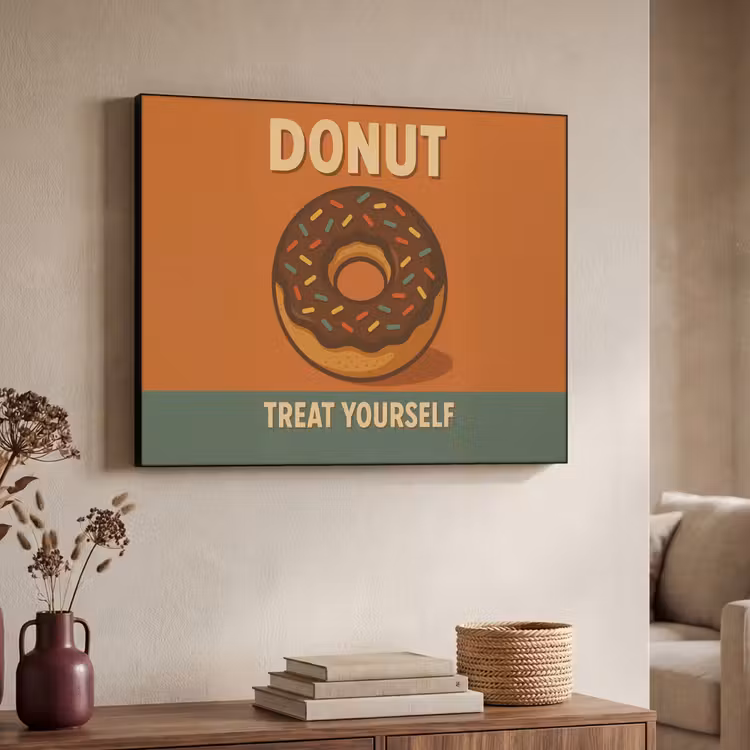 Donut - Spikkels - Kleurrijk - Quote Textielframe zwart klein -sfeer3
