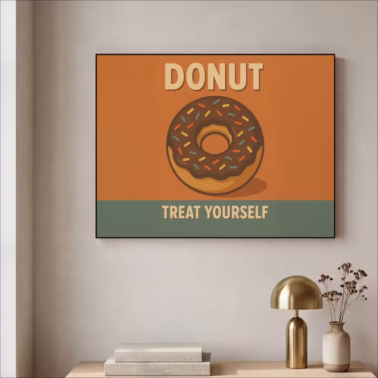 Donut - Spikkels - Kleurrijk - Quote Textielframe zwart klein -sfeer2
