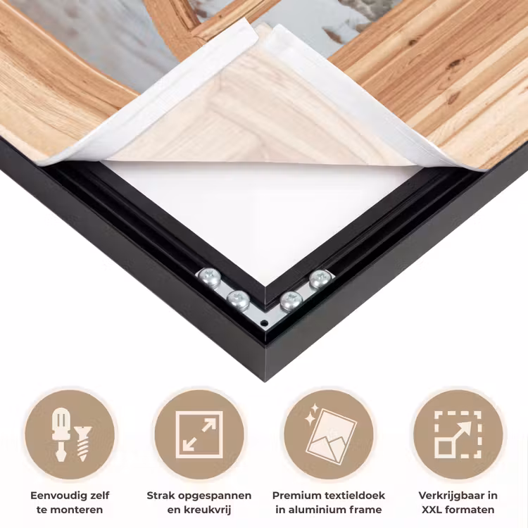 Doorkijk - Auto - Kerst - Cadeaus - Winter - Landschap Textielframe zwart klein -USP_feed_closeupNL