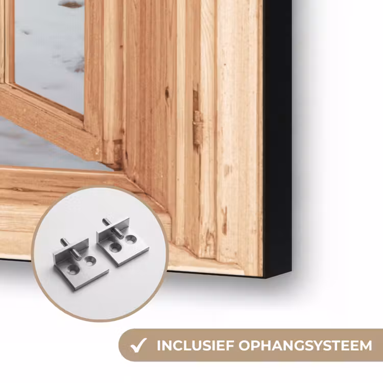 Doorkijk - Auto - Kerst - Cadeaus - Winter - Landschap Textielframe zwart klein -USP_ophangsysteemNL