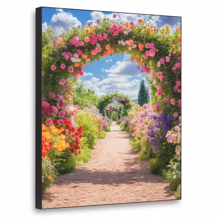 Doorkijk - Bloemen - Kleurrijk - Natuur Textielframe zwart klein -3d