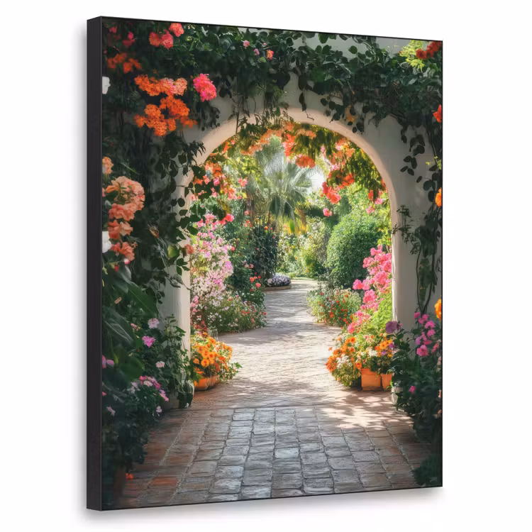 Doorkijk - Bloemen - Natuur - Bloementuin Textielframe - compleet frame klein -3d