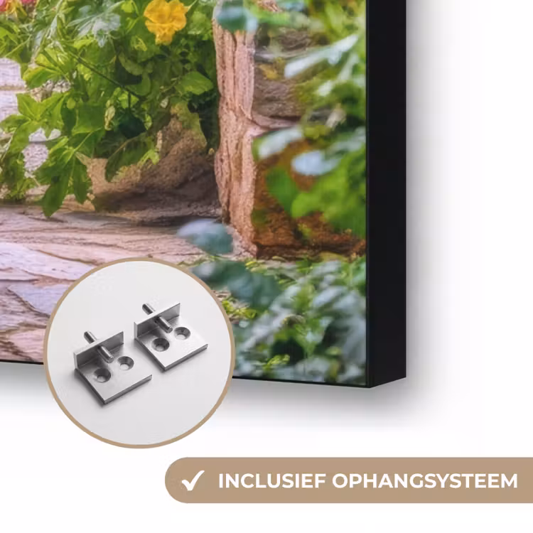 Doorkijk - Bloemen - Pad - Natuur Textielframe zwart klein -USP_ophangsysteemNL