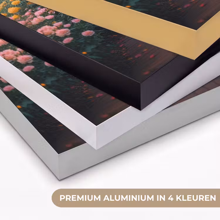 Doorkijk - Bloemen - Pad - Natuur - Kleurrijk Textielframe zwart klein -USP_kleurenNL