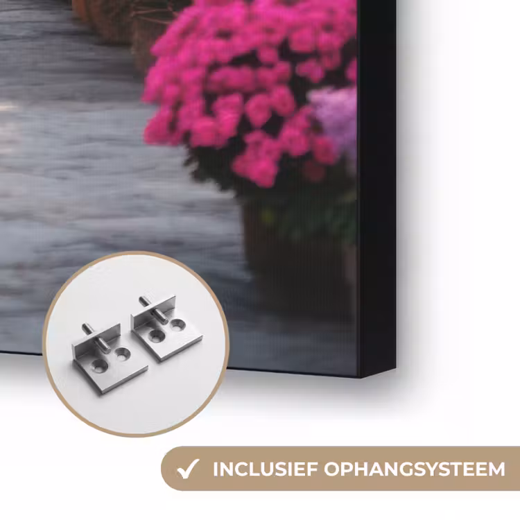 Doorkijk - Bloemen - Tropisch - Kleurrijk Textielframe zwart klein -USP_ophangsysteemNL
