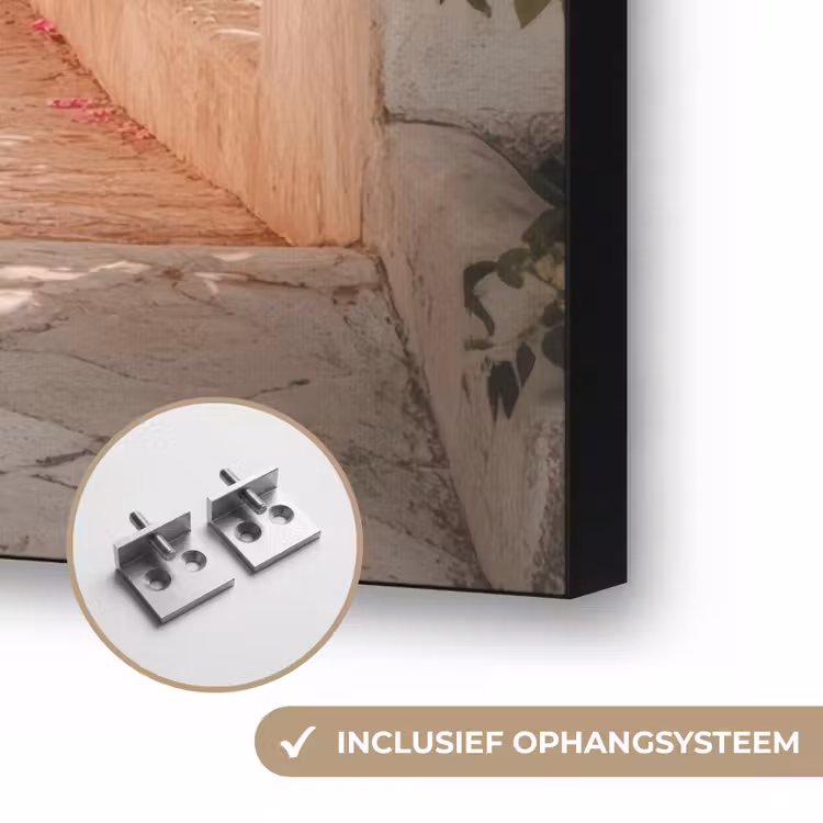 Doorkijk - Boog - Bloemen - Pastel Textielframe zwart klein -USP_ophangsysteemNL