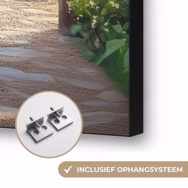 Doorkijk - Landschap - Bloemen - Pad - Uitzicht Textielframe zwart klein -USP_ophangsysteemNL