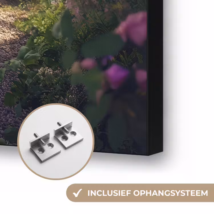 Doorkijk - Landschap - Bloemen - Rozenboog - Natuur Textielframe zwart klein -USP_ophangsysteemNL