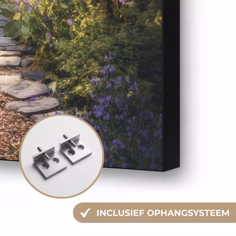 Doorkijk - Landschap - Bloemen - Tuinboog - Natuur Textielframe zwart klein -USP_ophangsysteemNL