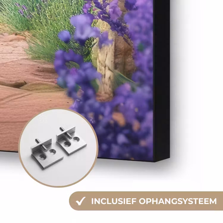 Doorkijk - Lavendel - Bloemen - Paars - Poort Textielframe zwart klein -USP_ophangsysteemNL