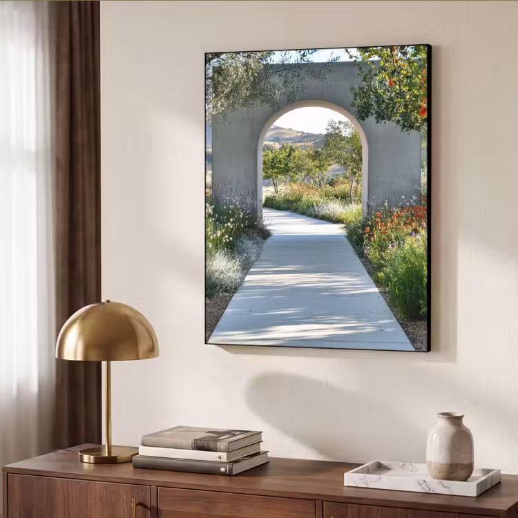 Doorkijk - Pad - Beton - Landschap Textielframe - compleet frame klein -sfeer3