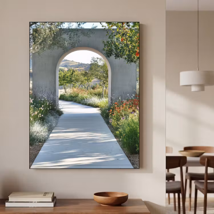 Doorkijk - Pad - Beton - Landschap Textielframe - compleet frame klein -sfeer2