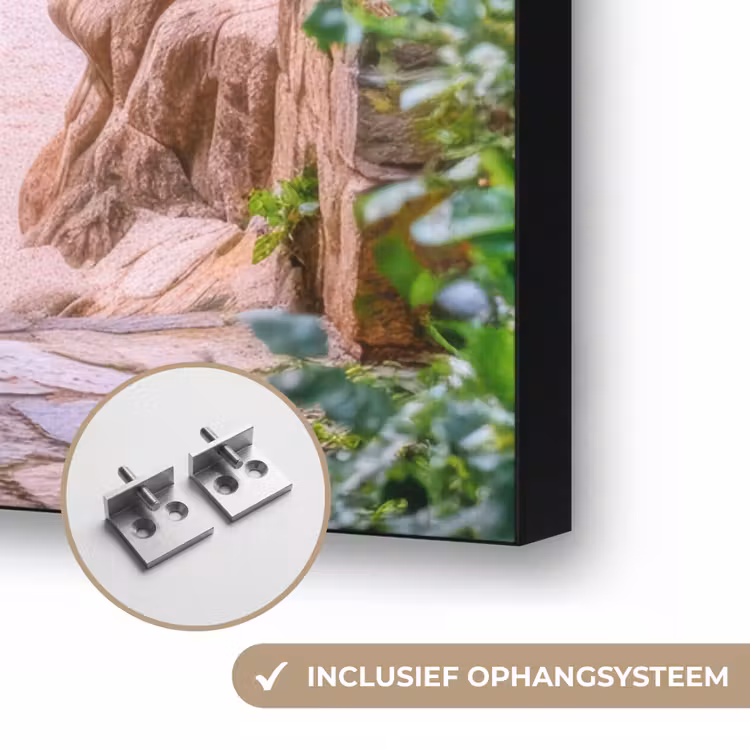 Doorkijk - Poort - Zee - Strand - Rotsen Textielframe zwart klein -USP_ophangsysteemNL