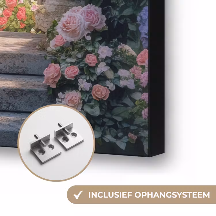 Doorkijk - Rozen - Vintage - Bloemen Textielframe zwart klein -USP_ophangsysteemNL