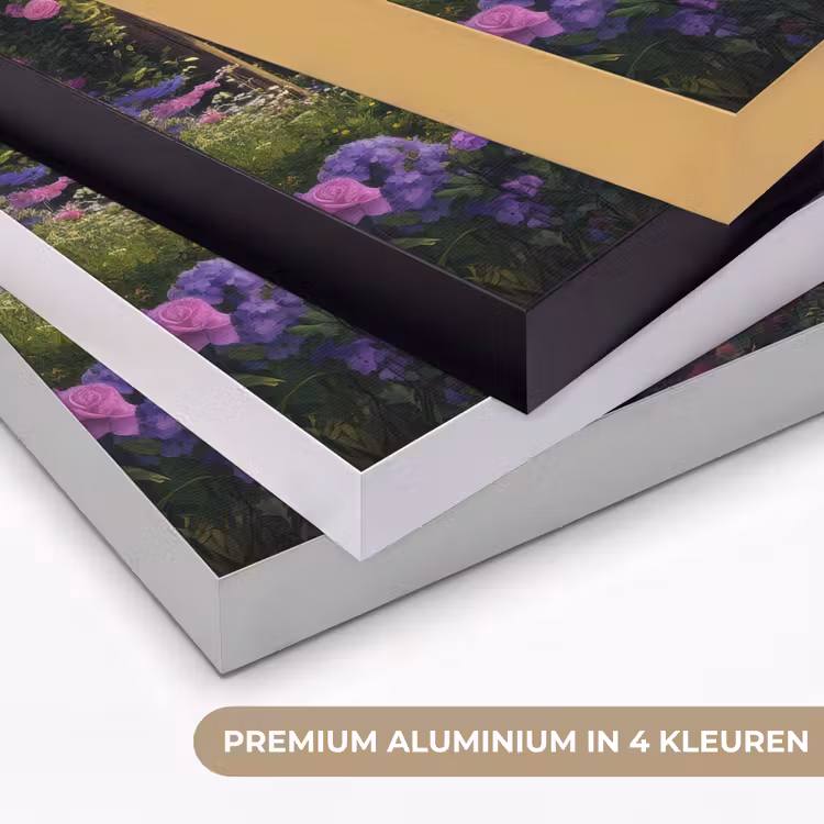 Doorkijk - Rozenboog - Uitzicht - Landschap - Bloemen Textielframe zwart klein -USP_kleurenNL