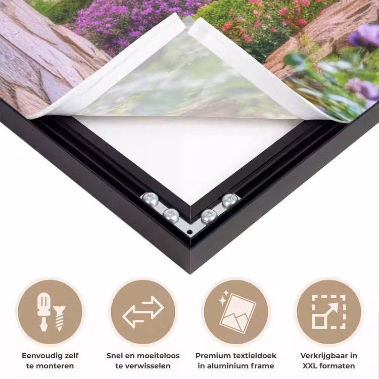 Doorkijk - Toscane - Landschap - Poort Textielframe zwart klein -USP_closeupNL