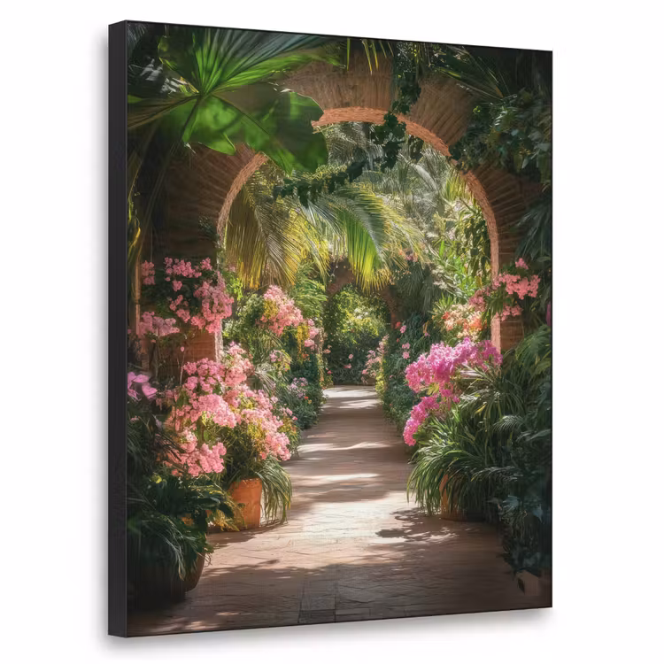 Doorkijk - Tropisch - Bloemen - Natuur Textielframe - compleet frame klein -3d